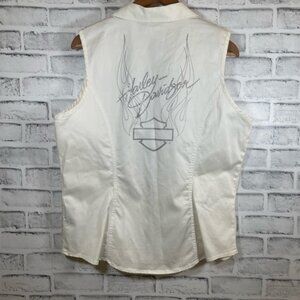 Women’s Harley-Davidson white dazzled sleeveless gilet vest jacket size XL